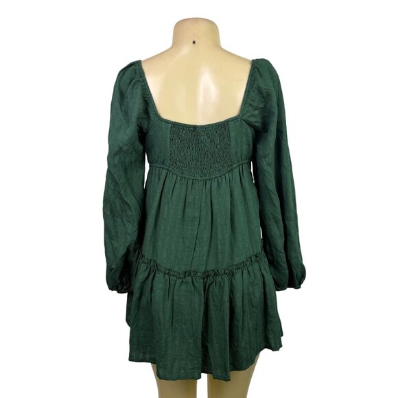 Altard State Womens Hunter Green Blend Mini Dress Lace Detail Long Sleeve Sz M - Picture 4 of 15